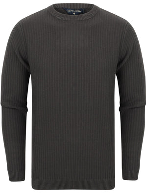 Edison Ribbed Crew Neck Cotton Knit Jumper In Charcoal - Tokyo Laundry