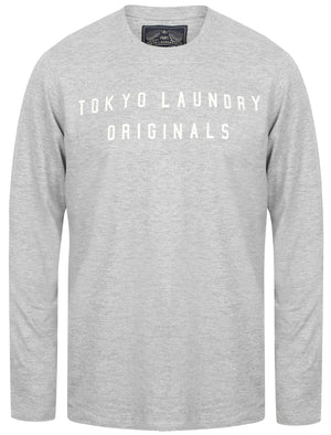 Edison Cotton Jersey Long Sleeve Top In Light Grey Marl - Tokyo Laundry