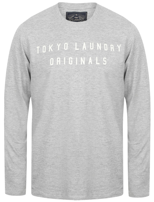 Edison Cotton Jersey Long Sleeve Top In Light Grey Marl - Tokyo Laundry