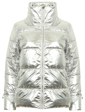 Edona Quilted Puffer Jacket in Metallic Silver - Tokyo Laundry