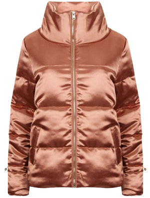 Edona Satin Quilted Puffer Jacket in Dusky Pink - Tokyo Laundry