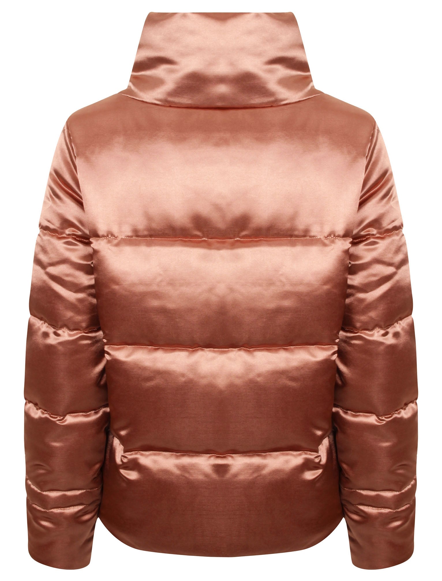 Pink satin puffer jacket hot sale