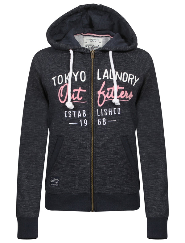 Ellene Space Dye Zip Through Hoodie in Navy / White - Tokyo Laundry