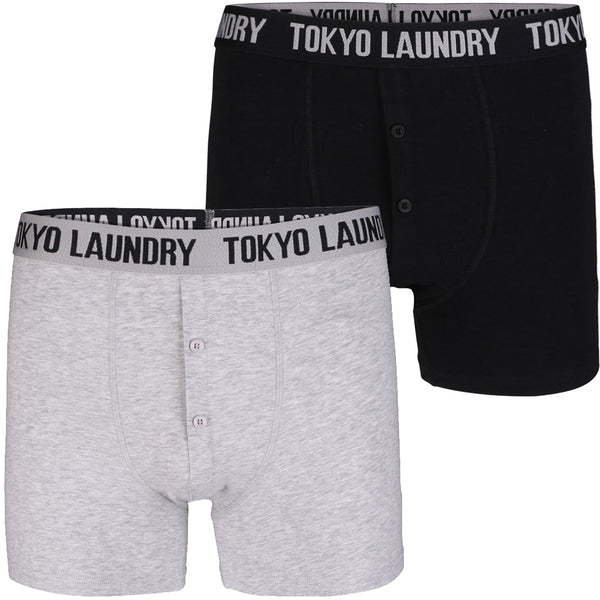 Ellerman (2 Pack) Boxer Shorts Set in Light Grey Marl / Black - Tokyo Laundry