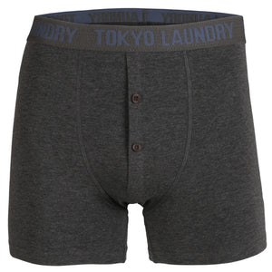 Ellerman (2 Pack) Boxer Shorts Set in Dark Grey Marl / Indigo - Tokyo Laundry