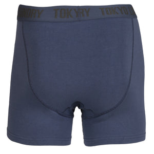 Ellerman (2 Pack) Boxer Shorts Set in Dark Grey Marl / Indigo - Tokyo Laundry