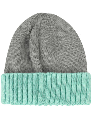 Madeline Contrast Turn Up Beanie Hat in Light Mint Green - Tokyo Laundry