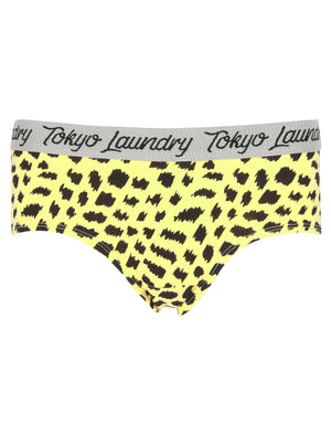 Elsie (3 Pack) Animal Print Assorted Hipster Briefs In Popcorn Yellow / Grey Marl - Tokyo Laundry