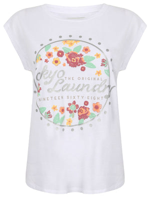 Womens Cotton T-Shirt with Turn-Up Sleeves In Optic White - Tokyo Laundry