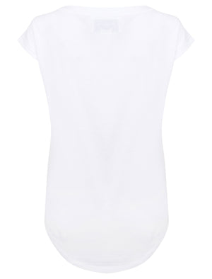 Emia Cotton T-Shirt with Turn-Up Sleeves In Optic White - Tokyo Laundry