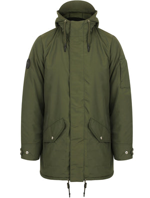 Eskell Hooded Parka Coat with Quilted Lining In Khaki - Tokyo Laundry