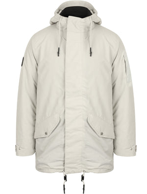 Eskell Hooded Parka Coat with Quilted Lining In Stone - Tokyo Laundry
