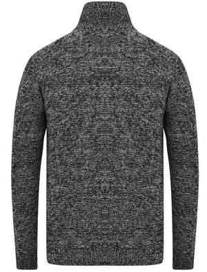 Eskra Half Zip Cable Knit Jumper in Black & Optic White - Tokyo Laundry