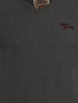 Essential V-neck T-shirt in Charcoal Marl - Tokyo Laundry