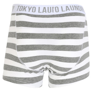 Esterbrooke (2 Pack) Striped Boxer Shorts Set in Grey Marl / White - Tokyo Laundry