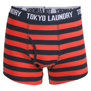 Etty (2 Pack) Striped Boxer Shorts Set in Paprika / Navy - Tokyo Laundry