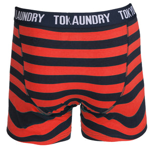 Etty (2 Pack) Striped Boxer Shorts Set in Paprika / Navy - Tokyo Laundry