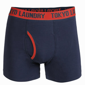 Etty (2 Pack) Striped Boxer Shorts Set in Paprika / Navy - Tokyo Laundry