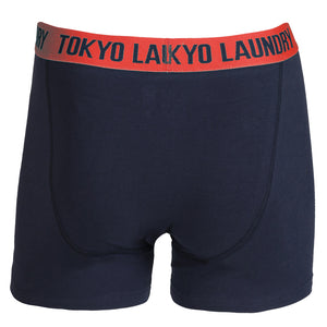 Etty (2 Pack) Striped Boxer Shorts Set in Paprika / Navy - Tokyo Laundry