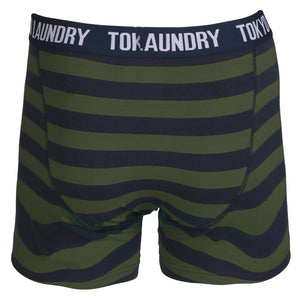 Etty (2 Pack) Striped Boxer Shorts Set in Khaki / Navy - Tokyo Laundry
