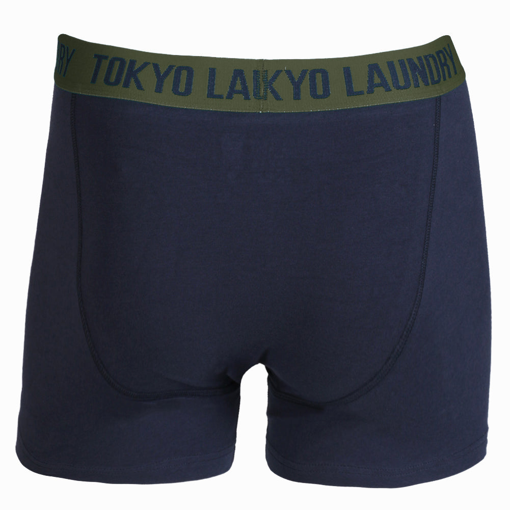 Etty (2 Pack) Striped Boxer Shorts Set in Khaki / Navy