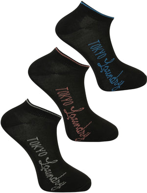 Eve (3 Pack) Assorted Trainer Socks in Grey / Pink / Blue - Tokyo Laundry