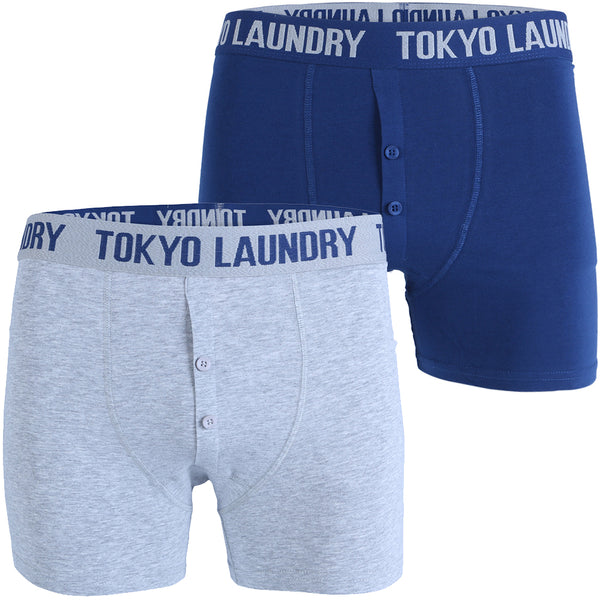 Eversholt (2 Pack) Boxer Shorts Set in Estate Blue / Grey Marl - Tokyo Laundry