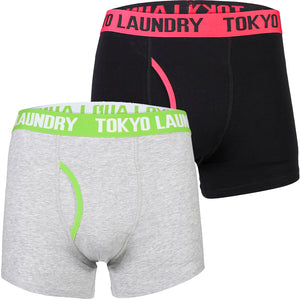 Evins (2 Pack) Boxer Shorts Set in Virdian Green / Purple - Tokyo Laundry