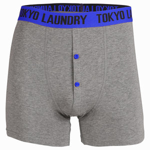 Exmouth (2 Pack) Boxer Shorts Set in Fire Orange / Deep Blue - Tokyo Laundry