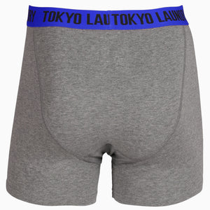 Exmouth (2 Pack) Boxer Shorts Set in Fire Orange / Deep Blue - Tokyo Laundry