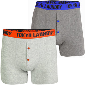 Exmouth (2 Pack) Boxer Shorts Set in Fire Orange / Deep Blue - Tokyo Laundry