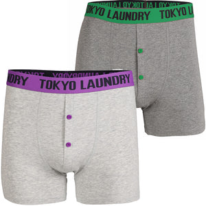 Exmouth (2 Pack) Boxer Shorts Set in Dewberry / Green - Tokyo Laundry