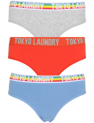 Eyelyn (3 Pack) Assorted Briefs In Silver Lake Blue / Tomato / Grey Marl - Tokyo Laundry