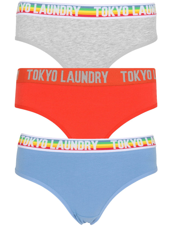 Eyelyn (3 Pack) Assorted Briefs In Silver Lake Blue / Tomato / Grey Marl - Tokyo Laundry