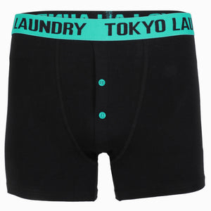 Fairbairn (2 Pack) Boxer Shorts Set in Pink / Virdian Green - Tokyo Laundry