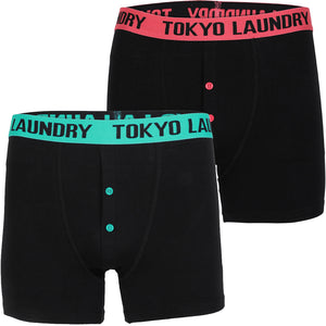 Fairbairn (2 Pack) Boxer Shorts Set in Pink / Virdian Green - Tokyo Laundry
