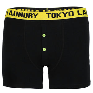 Fairbairn (2 Pack) Boxer Shorts Set in White / Yellow Iris - Tokyo Laundry