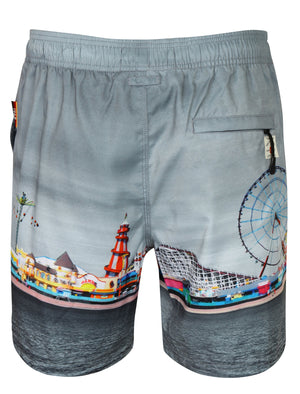 Fairground2 Printed Swim Shorts in Grey with Free Matching Flip Flops - Tokyo Laundry