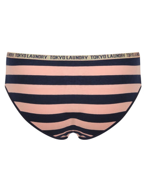 Faith Striped Cami Underwear Set in Eclipse Blue / Blush - Tokyo Laundry
