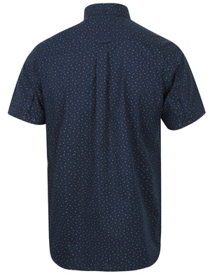 Fallbrook Triangle Print Short Sleeve Cotton Shirt In Navy - Tokyo Laundry