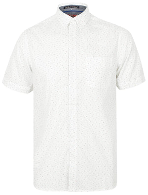 Fallbrook Triangle Print Short Sleeve Cotton Shirt In White - Tokyo Laundry