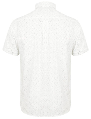 Fallbrook Triangle Print Short Sleeve Cotton Shirt In White - Tokyo Laundry