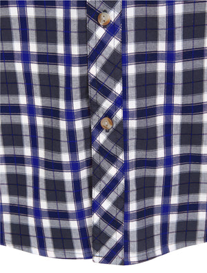 Fallon Cotton Twill Checked Shirt in Sapphire Blue - Tokyo Laundry
