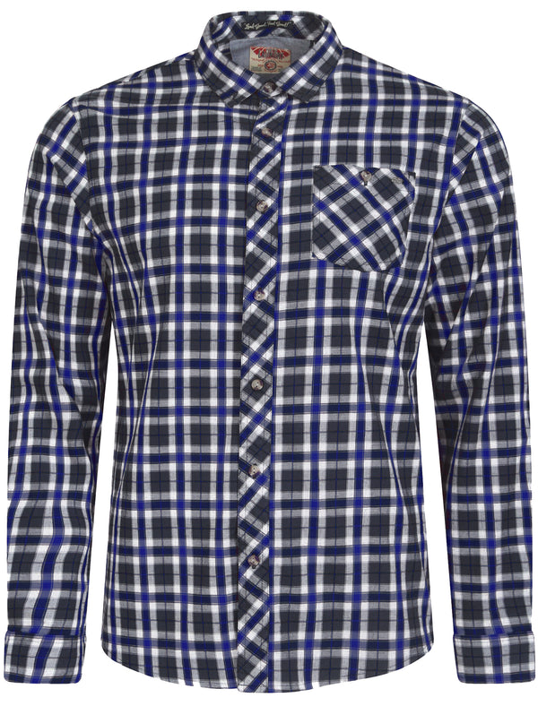 Fallon Cotton Twill Checked Shirt in Sapphire Blue - Tokyo Laundry