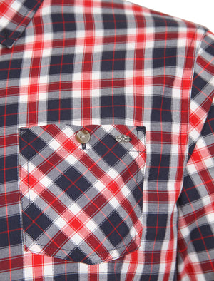 Fallon Cotton Twill Checked Shirt in Tango Red - Tokyo Laundry