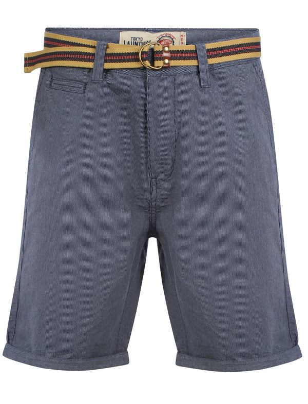 Farag Belted Shorts in Blue/White Stripe - Tokyo Laundry