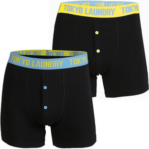 Farnfield (2 Pack) Boxer Shorts Set in Placid Blue / Yellow Iris - Tokyo Laundry