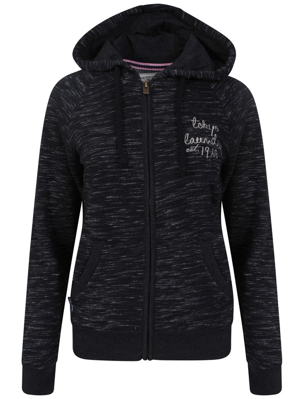 Farrah Zip Through Space Dye Hoodie in Navy - Tokyo Laundry
