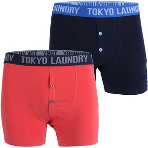 Farren (2 Pack) Boxer Shorts Set in Dark Navy / Paprika - Tokyo Laundry