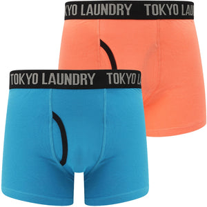 Felixstowe (2 Pack) Boxer Shorts Set in Fusion Coral / Swedish Blue - Tokyo Laundry